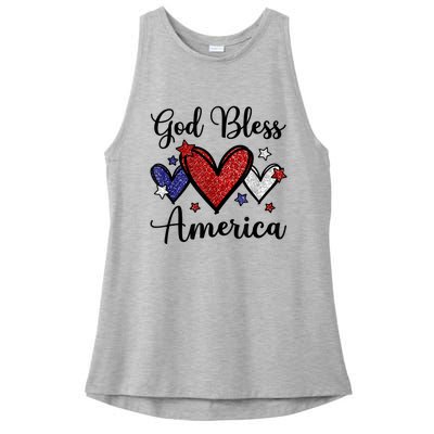 God Bless America Patriotic Usa Flag Colors For Christians Funny Gift Ladies PosiCharge Tri-Blend Wicking Tank