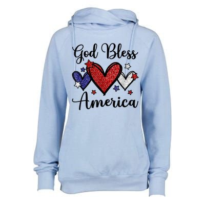 God Bless America Patriotic Usa Flag Colors For Christians Funny Gift Womens Funnel Neck Pullover Hood