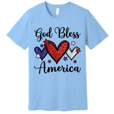 God Bless America Patriotic Usa Flag Colors For Christians Funny Gift Premium T-Shirt