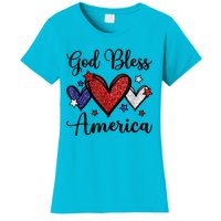 God Bless America Patriotic Usa Flag Colors For Christians Funny Gift Women's T-Shirt