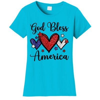 God Bless America Patriotic Usa Flag Colors For Christians Funny Gift Women's T-Shirt