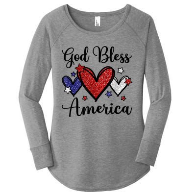 God Bless America Patriotic Usa Flag Colors For Christians Funny Gift Women's Perfect Tri Tunic Long Sleeve Shirt