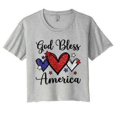 God Bless America Patriotic Usa Flag Colors For Christians Funny Gift Women's Crop Top Tee