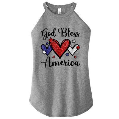 God Bless America Patriotic Usa Flag Colors For Christians Funny Gift Women's Perfect Tri Rocker Tank