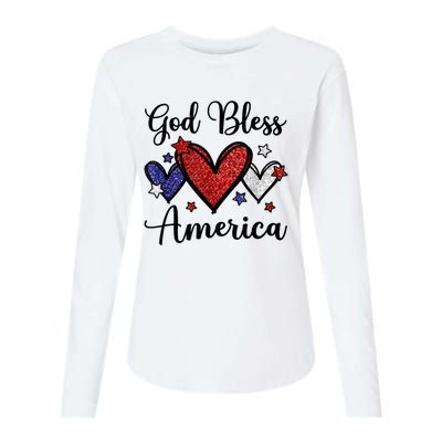 God Bless America Patriotic Usa Flag Colors For Christians Funny Gift Womens Cotton Relaxed Long Sleeve T-Shirt