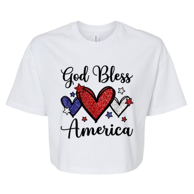 God Bless America Patriotic Usa Flag Colors For Christians Funny Gift Bella+Canvas Jersey Crop Tee