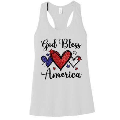 God Bless America Patriotic Usa Flag Colors For Christians Funny Gift Women's Racerback Tank