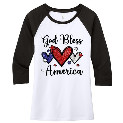 God Bless America Patriotic Usa Flag Colors For Christians Funny Gift Women's Tri-Blend 3/4-Sleeve Raglan Shirt