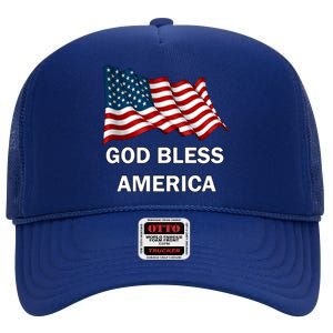 God Bless America Gift High Crown Mesh Back Trucker Hat