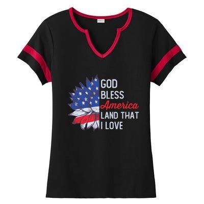 God Bless America Land That I Love Patriotic Usa Freedom Gift Ladies Halftime Notch Neck Tee