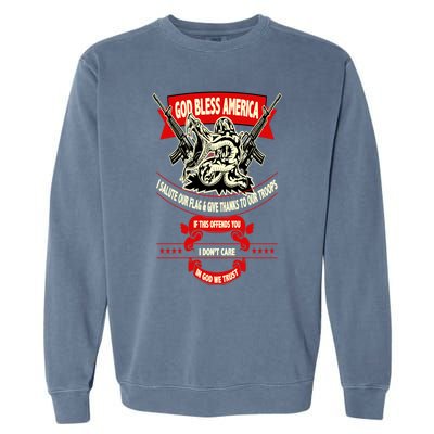 God Bless America Patriotic Gift For Military Moms Veterans Great Gift Garment-Dyed Sweatshirt