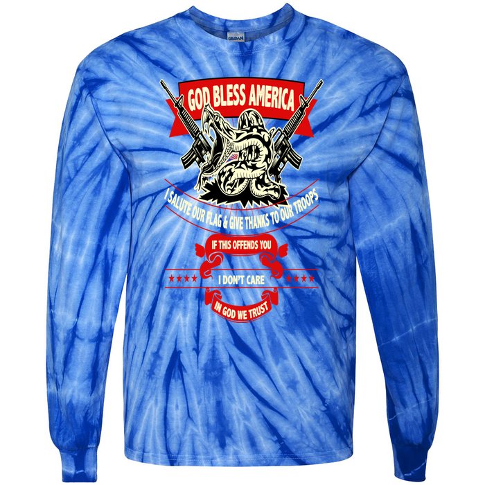 God Bless America Patriotic Gift For Military Moms Veterans Great Gift Tie-Dye Long Sleeve Shirt