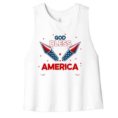 God Bless America Gift Women's Racerback Cropped Tank