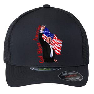 God Bless America 2024 Fist Hand Fighting Trump Rally 2024 Flexfit Unipanel Trucker Cap