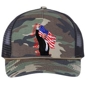 God Bless America 2024 Fist Hand Fighting Trump Rally 2024 Retro Rope Trucker Hat Cap