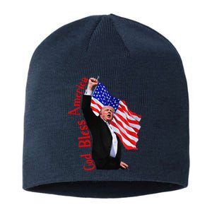 God Bless America 2024 Fist Hand Fighting Trump Rally 2024 Sustainable Beanie