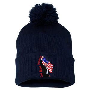 God Bless America 2024 Fist Hand Fighting Trump Rally 2024 Pom Pom 12in Knit Beanie