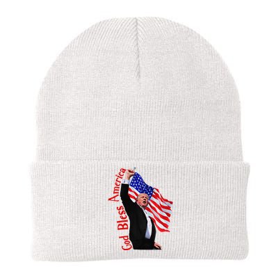 God Bless America 2024 Fist Hand Fighting Trump Rally 2024 Knit Cap Winter Beanie