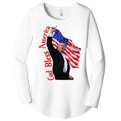 God Bless America 2024 Fist Hand Fighting Trump Rally 2024 Women's Perfect Tri Tunic Long Sleeve Shirt