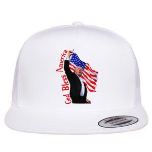 God Bless America 2024 Fist Hand Fighting Trump Rally 2024 Flat Bill Trucker Hat