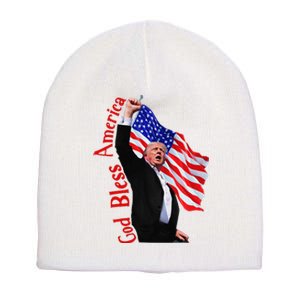 God Bless America 2024 Fist Hand Fighting Trump Rally 2024 Short Acrylic Beanie