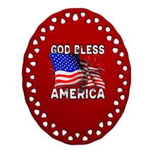 God Bless America Patriotic Usa Flag 4th Of July Great Gift Ceramic Oval Ornament