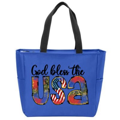 God Bless America Usa Flag 4th Of July Gift Zip Tote Bag