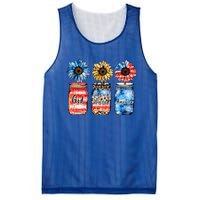 God Bless America Red White Blue Leopard Sunflower 4th July Great Gift Mesh Reversible Basketball Jersey Tank