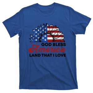 God Bless America Land That I Love Us Flag Sunflower Cute Gift T-Shirt