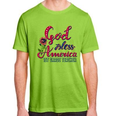 God Bless American 1st Grade Teacher Gift Adult ChromaSoft Performance T-Shirt