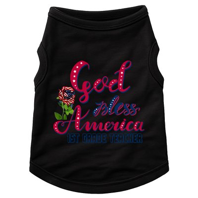God Bless American 1st Grade Teacher Gift Doggie Tank