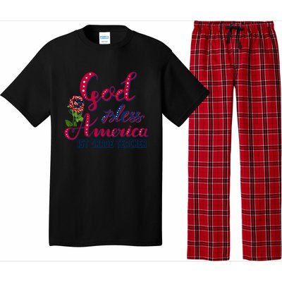 God Bless American 1st Grade Teacher Gift Pajama Set