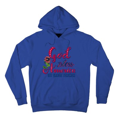 God Bless American 1st Grade Teacher Gift Hoodie