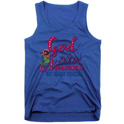 God Bless American 1st Grade Teacher Gift Tank Top