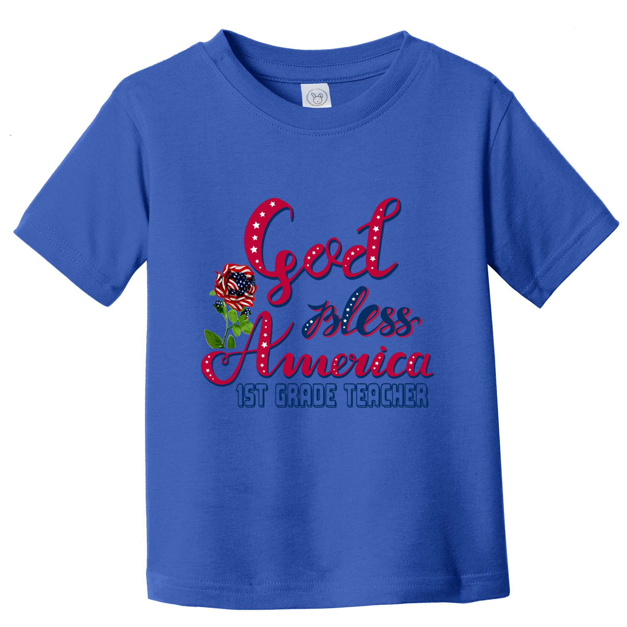 God Bless American 1st Grade Teacher Gift Toddler T-Shirt