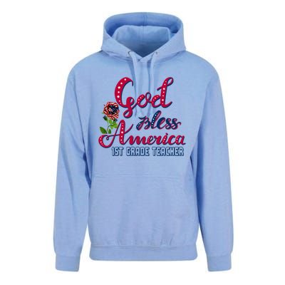 God Bless American 1st Grade Teacher Gift Unisex Surf Hoodie