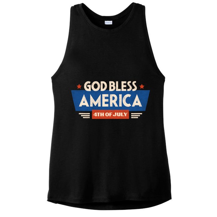 God Bless America 4th Of July Vintage Ladies PosiCharge Tri-Blend Wicking Tank