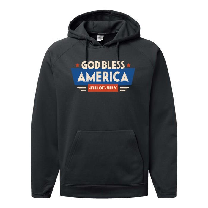 God Bless America 4th Of July Vintage Performance Fleece Hoodie