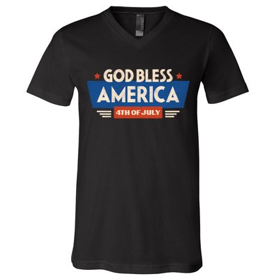God Bless America 4th Of July Vintage V-Neck T-Shirt