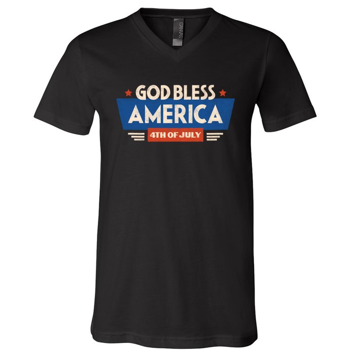 God Bless America 4th Of July Vintage V-Neck T-Shirt