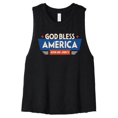 God Bless America 4th Of July Vintage Women's Racerback Cropped Tank