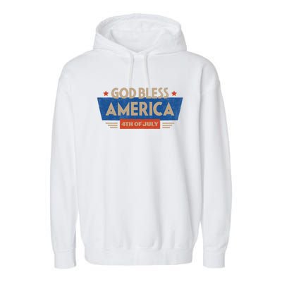 God Bless America 4th Of July Vintage Garment-Dyed Fleece Hoodie