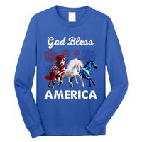 God Bless America Red White Blue Horses Gift Long Sleeve Shirt