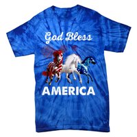 God Bless America Red White Blue Horses Gift Tie-Dye T-Shirt