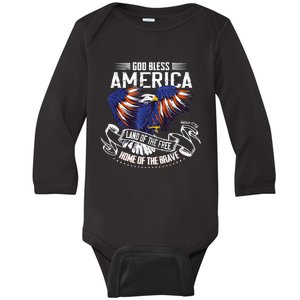 God Bless America | Land of the Free Because of the Brave Baby Long Sleeve Bodysuit