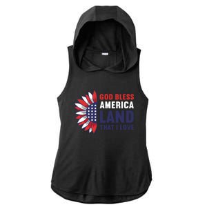 God Bless America Land That I Love Usa American 4th Of July Gift Ladies PosiCharge Tri-Blend Wicking Draft Hoodie Tank