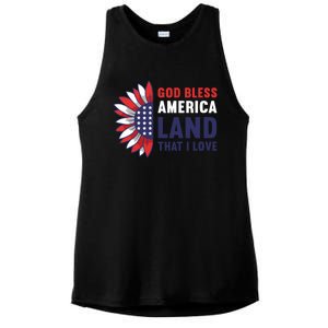 God Bless America Land That I Love Usa American 4th Of July Gift Ladies PosiCharge Tri-Blend Wicking Tank