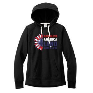 God Bless America Land That I Love Usa American 4th Of July Gift Women's Fleece Hoodie