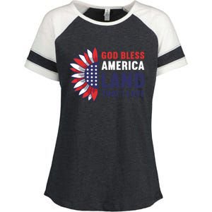 God Bless America Land That I Love Usa American 4th Of July Gift Enza Ladies Jersey Colorblock Tee