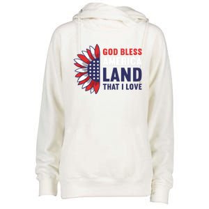 God Bless America Land That I Love Usa American 4th Of July Gift Womens Funnel Neck Pullover Hood